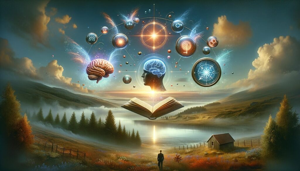 Fantasy image of learning in a stunning landscape